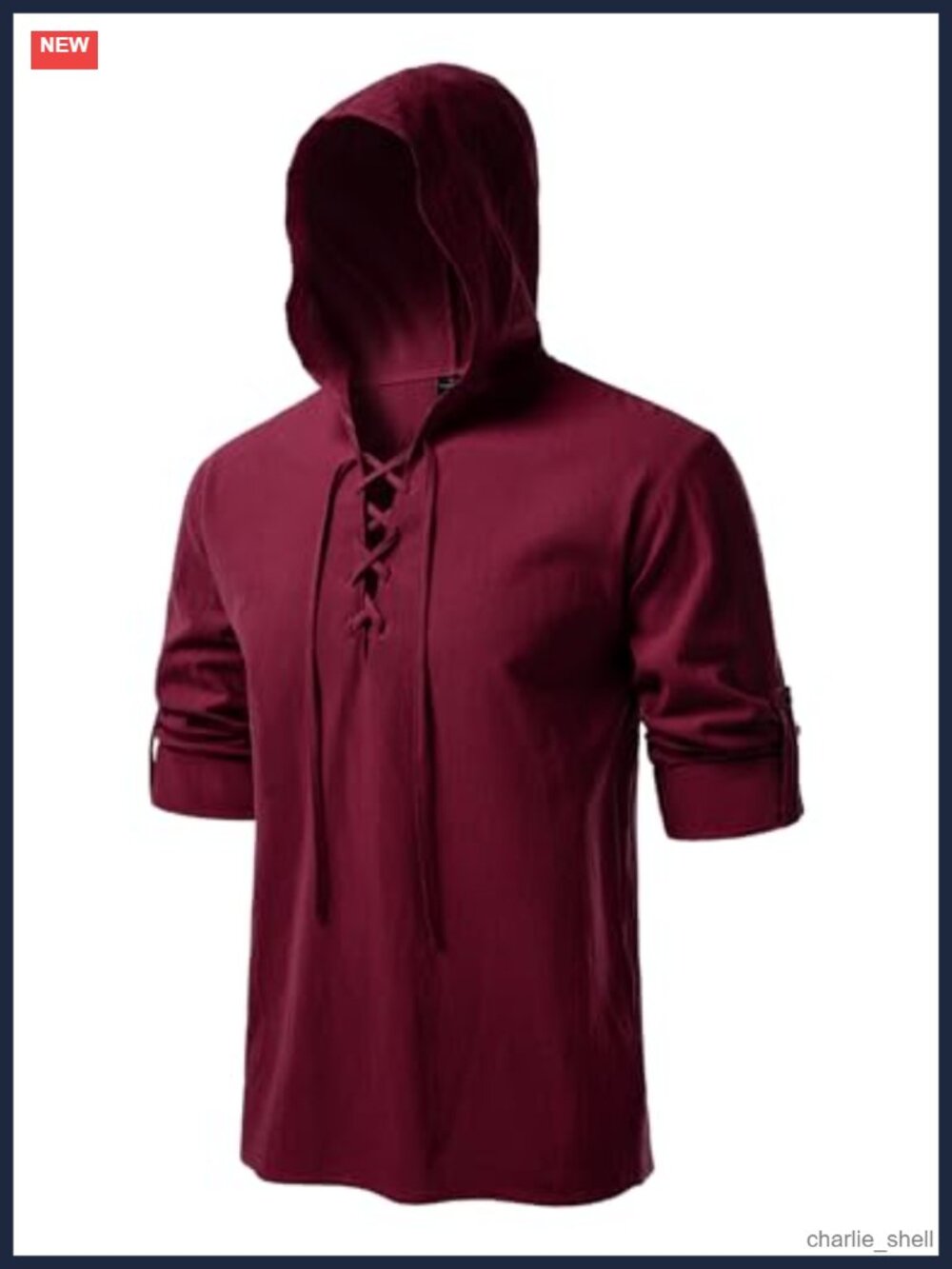 Men's Pure Cotton Lace Up Renaissance Hooded Shirt Cosplay Costume